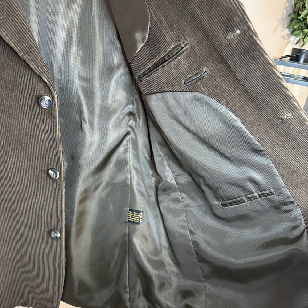 NWT Metro Club Collection Dark Brown Corduroy Blazer Academia Professor Mens 46L - Picture 4 of 13